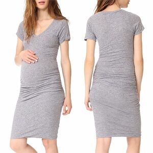 MONROW Mommy Maternity Shirred Tee Midi Dress
